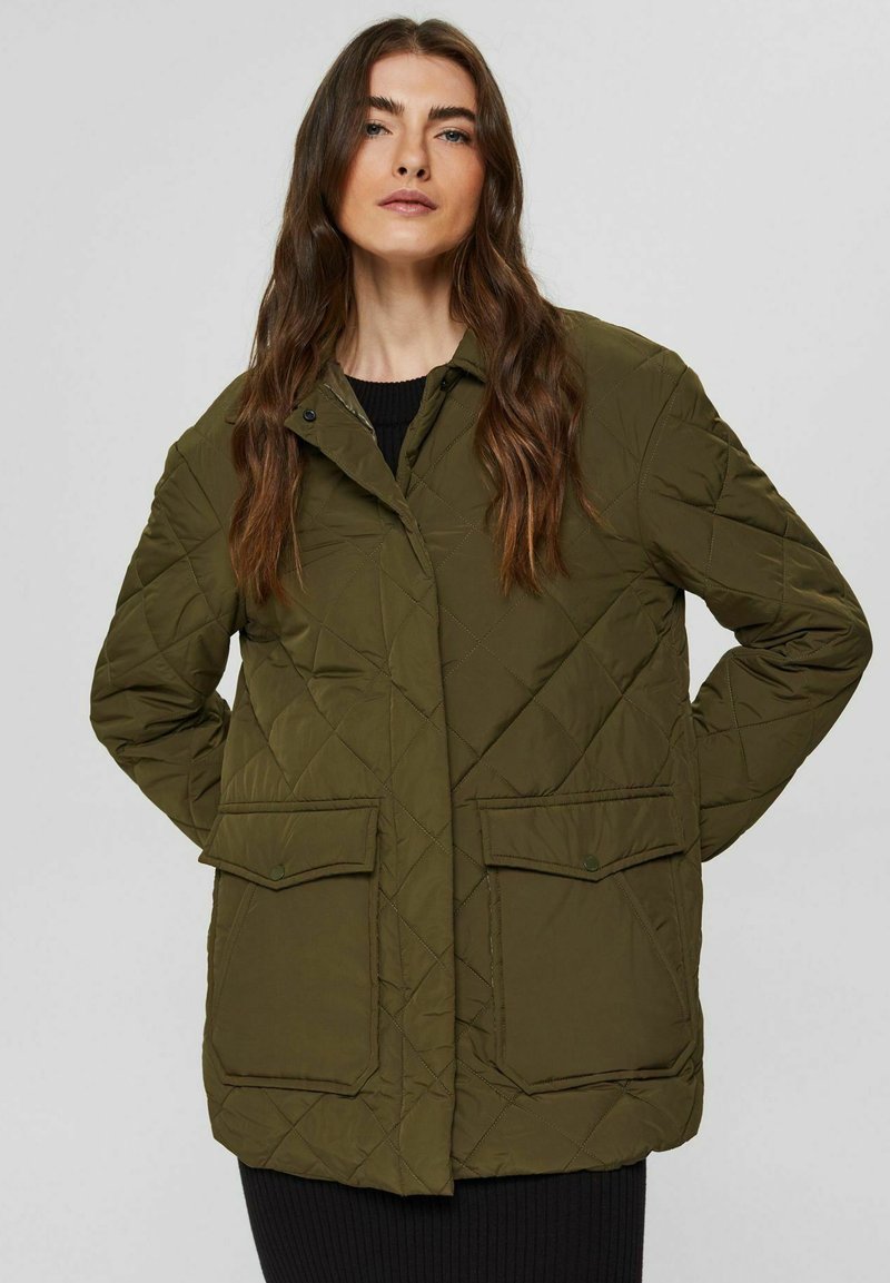 Esprit PUFFER JACKET Klassischer Mantel dark khaki/grünmetallic