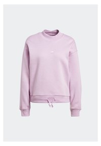 Sweat-shirt violet clair à manches longues avec col montant, petit logo à l'avant, poignets côtelés et ourlet à cordon réglable.