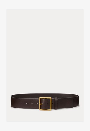 Polo Ralph Lauren, SQUARE-BUCKLE WIDE LEATHER BELT - Opasok - tobacco