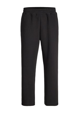 Pantalon de jogging noir à jambe droite avec taille élastique, sans poches visibles ni logos, présenté sur un fond blanc uni.