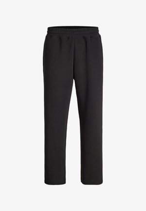 Sorte sweatpants med lige ben og elastik i taljen, uden synlige lommer eller logoer, vist på en ensfarvet hvid baggrund.