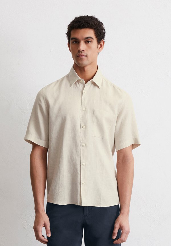 KENT COLLAR SHORT SLEEVES ONE RECTANGULAR CHEST POCKET STYLE - Shirt - gray silk