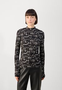 Scotch & Soda ALL OVER PRINTED MOCK NECK LONG SLEEVE - Camiseta de manga larga - black/white