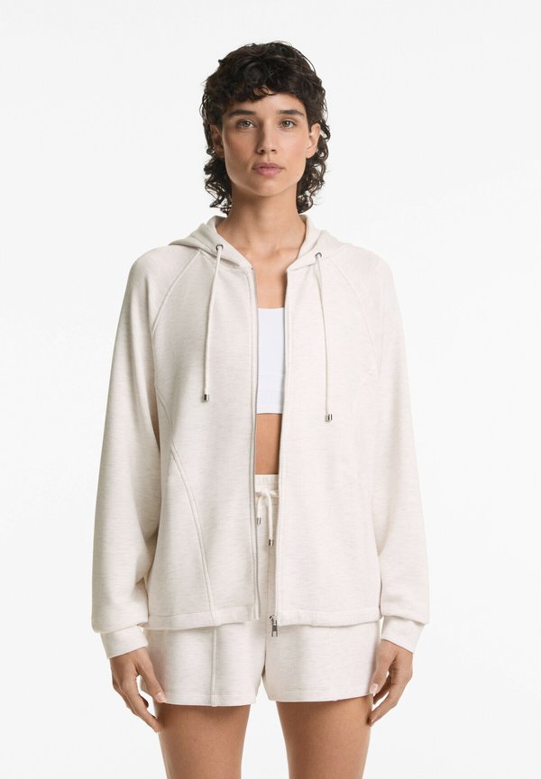 HOODED BOXY  - Sweatjacke - beige