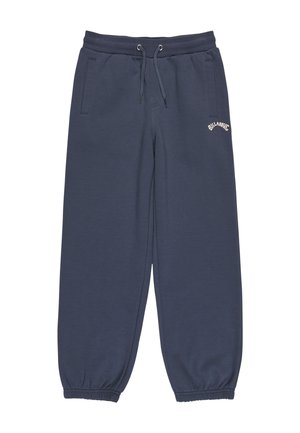 Pantaloni da jogging blu navy realizzati in tessuto morbido, con una vita elastica dotata di cordoncino, due tasche laterali e polsini a costine.