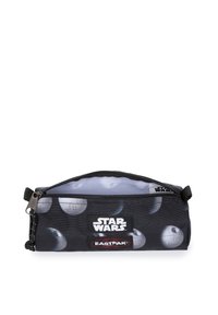 Astuccio nero con design di Star Wars, caratterizzato da motivi della Morte Nera, chiusura con zip e marchio Eastpak. L'interno è bianco con motivi chiari.