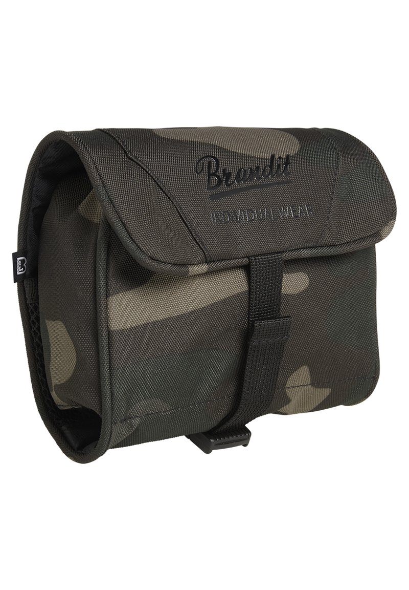 Bagnetto mimetico realizzato in tessuto resistente con chiusura a pattina, dotato di un logo e di una tracolla regolabile per il fissaggio.