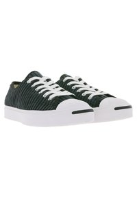 Schwarze Cord-Sneaker mit weißen Schnürsenkeln und einer Gummikappe. Verfügt über ein strukturiertes Obermaterial und eine weiße Zwischensohle mit einem schwarzen Akzentstreifen.