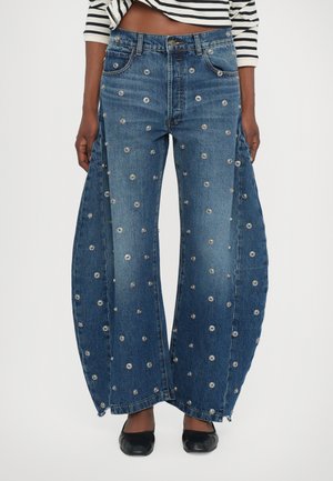 A.W.A.K.E. MODE STUDDED ORGANIC WITH SIDE INSERTS - Wide Leg - blue