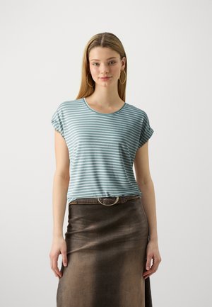 PIECES T-shirt Donna Pcbillo New Tee Noos - Maglia A Righe Mare Con Scollo A V - Vestibilità Loose
