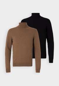 2 PACK - Stickad tröja - black/mottled brown