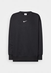 Sudadera negra de mezcla de algodón, con cuello redondo, mangas largas y un pequeño logo blanco de Nike en el pecho. Corte clásico.