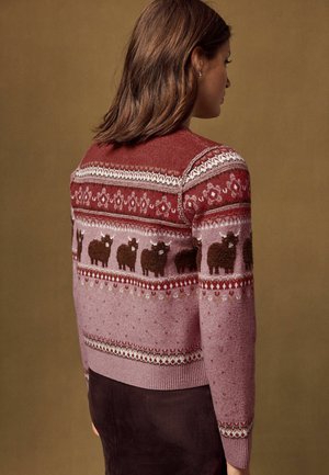 Next, PETITE FIT - SUPERSOFT CREW NECK LONG SLEEVE CARDIGAN - Cardigan - purple pink fairisle hamish the highland cow
