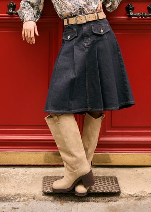 Jupe plissée - kalispell rinse blue denim