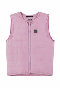 Veste sans manches matelassée rose pour enfants avec fermeture éclair à l'avant et petit logo carré sur la poitrine gauche, taille 104/4 ans.
