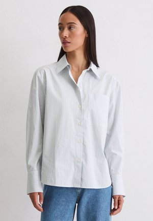 LONG KIMONO SLEEVE COLLAR CHEST POCKET STRIPES - Nööpidega pluus - multi soft sea