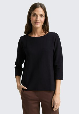 MIT OTTOMAN-STRUKTUR - T-shirt à manches longues - deep black