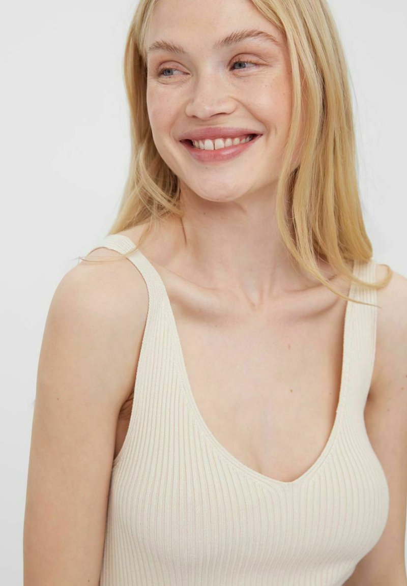 Damen T-Shirts | Vero Moda RIPPSTRICK Top birch/beige - TM38632 Damen T-Shirts | Vero Moda RIPPSTRICK Top birch/beige - TM38632