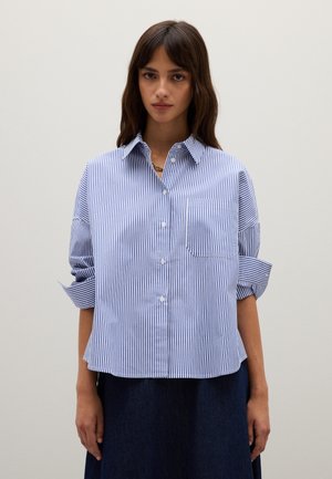 Button-down blouse - white royal blue