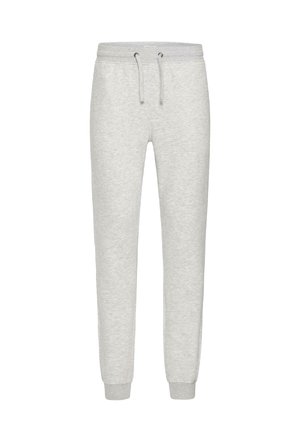 Pantaloni della tuta grigi realizzati in morbido tessuto misto cotone. Presentano una vita elasticizzata con cordino e polsini a tapering alle caviglie.