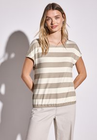 Street One STREET ONE GESTREIFTES T-SHIRT - Camiseta estampada - beige