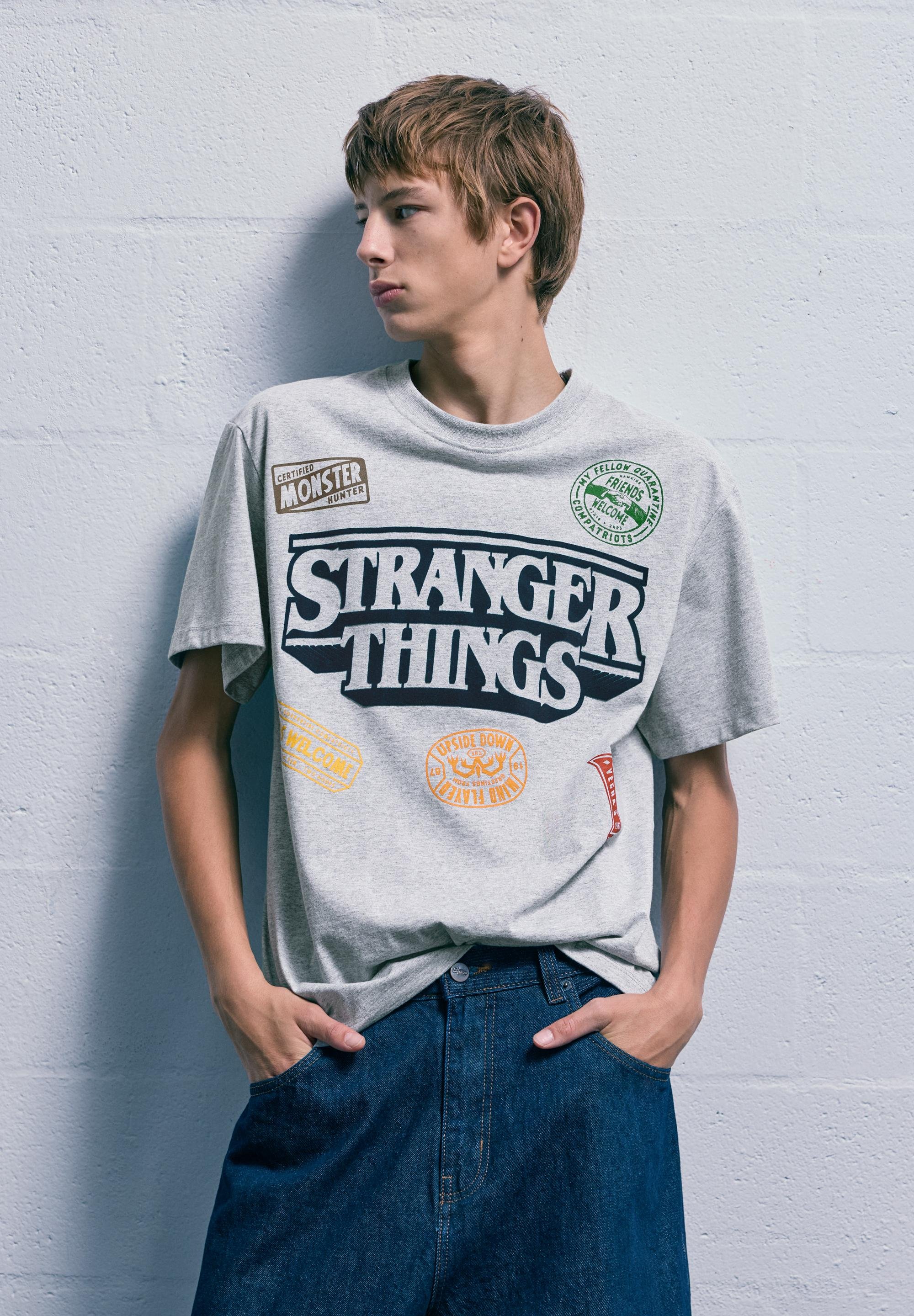 PULL&BEAR STRANGER THINGS - T-shirt con stampa - light grey/grigio