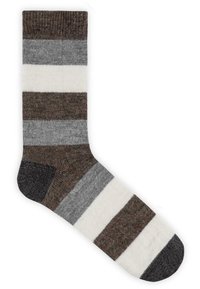 Normani 6 PAAR ALPAKA BREITGESTREIFT - Socken - braun braun anthrazit