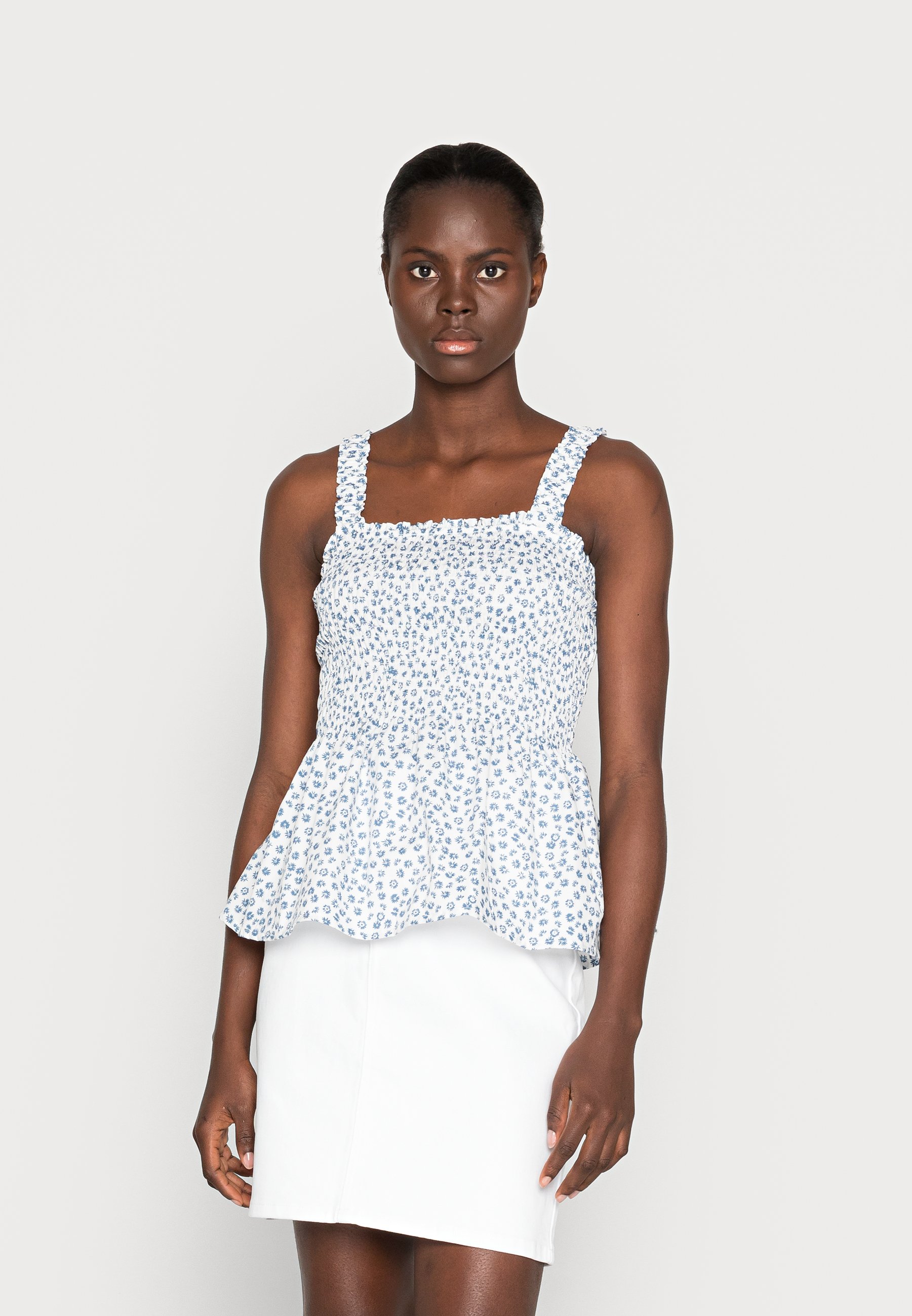 GAP SMOCKED - Top - blue/white/white 