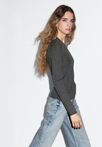 Massimo Dutti RIBBED CREW NECK - Strickpullover - dark grey