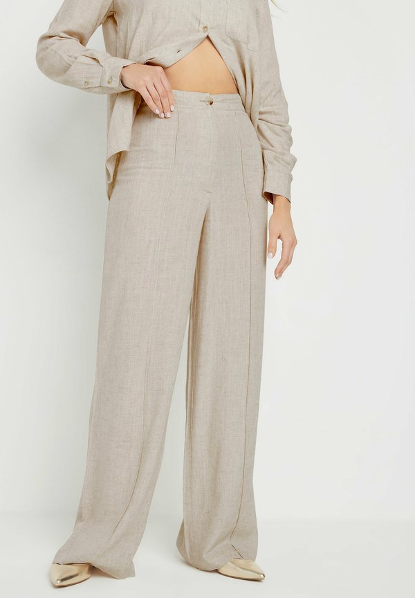 WIDE LEG - Stoffhose - stone