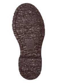 Semelle d'une chaussure texturée marron foncé avec le logo "WALDEN CAMPER" et la taille 38 estampillée au centre.