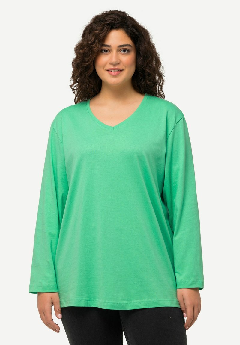 Ulla Popken GROSSE GRÖSSEN BASIC-V LANGARM  - Top s dlouhým rukávem - spring green