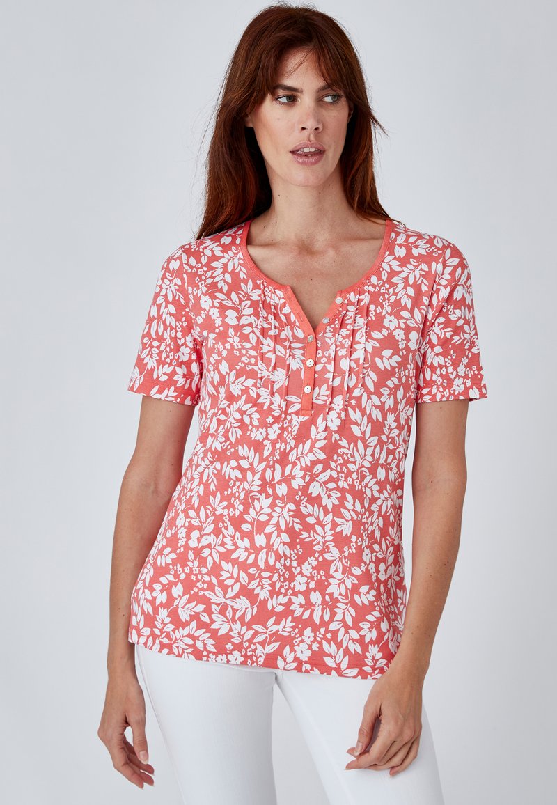 Damart COL TUNISIEN - Camiseta estampada - corail fleuri