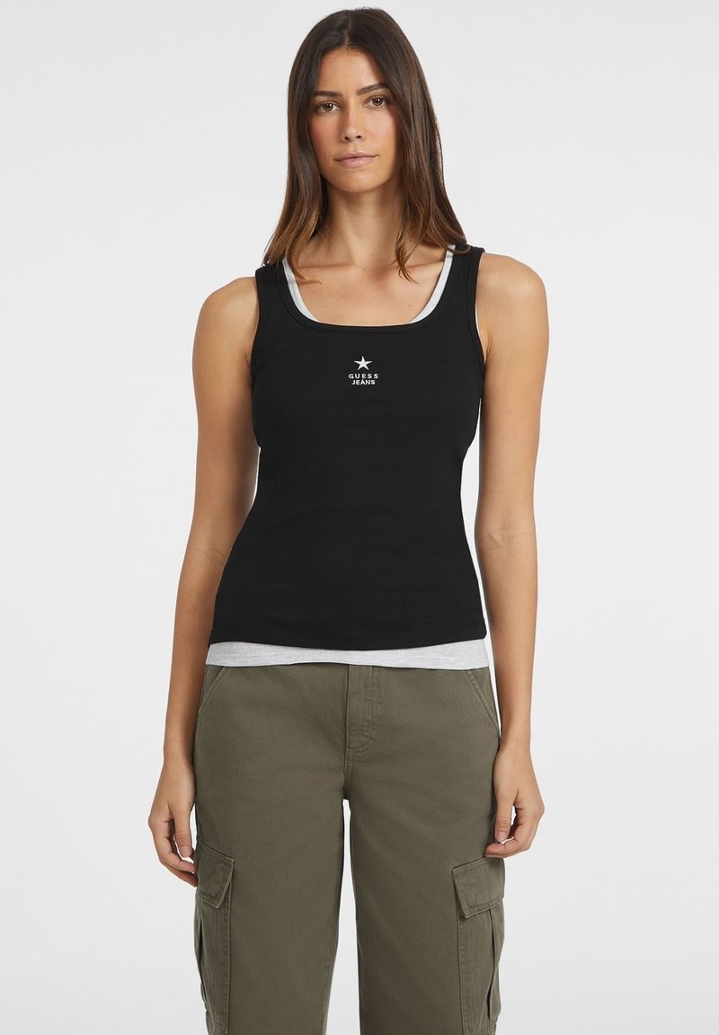 Guess Jeans TANK SLIM Top jet black/negro Zalando.es