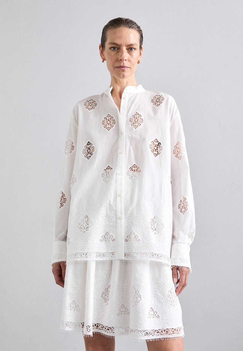 Erdem LONG SLEEVE OPEN BACK - Blúzka so zapínaním na gombíky - white