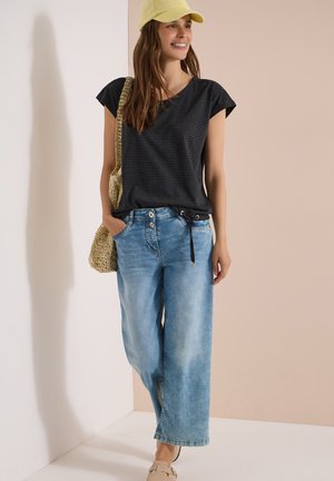 Cecil, DROP-SHOULDER SHIRT WITH CUT-OUT-DETAIL - T-shirt imprimé - black