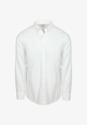 Witte blouse met lange mouwen en knopen, button-down kraag, voorborstzak en standaard manchetten.