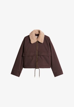 Marc O'Polo DENIM, MARC O'POLO DENIM CANVASJACKE REGULAR MIT ABNEHMBAREM TEDDYKRAGEN - Veste légère - espresso brown