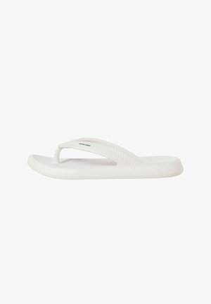 Hvid gummi flip-flop sandal med tekstureret sål og rem, med diskret Jack & Jones logo på siden af remmen.