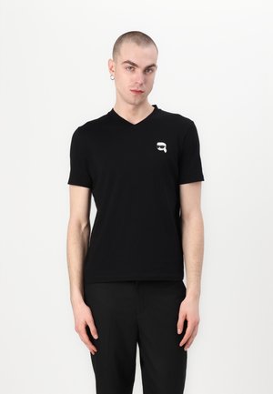 KARL LAGERFELD V NECK - Basic T-shirt - black
