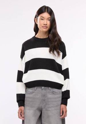 Terranova, MAGLIA AMPIA A RIGHE CON MANICHE BALLOON - Maglione - var nero
