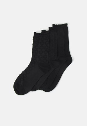 Lindex SOCK STRUCTURE PICOT EDGE 4 PACK - Socken - black