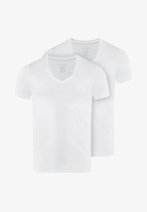 Magliette a maniche corte bianche con scollo a V, realizzate in tessuto morbido. Design in confezione da due con una vestibilità classica e un branding minimale.