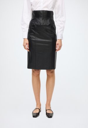 HENLEY VEGAN LEATHER SKIRT - Pencil skirt - black