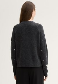 TOM TAILOR DENIM Vesta na kopčanje - anthracite heart embroidery