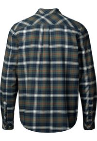 Heren overhemd met lange mouwen in een ruitpatroon in marineblauw, groen en rood. Gemaakt van katoen, met een button-down kraag en een achterpand met een boxplooitje.