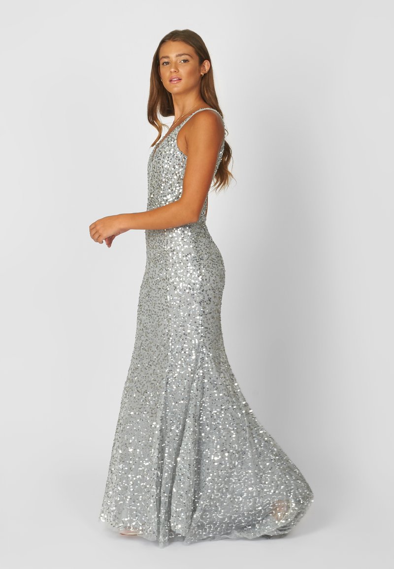 sachin and babi light blue dress Buy Light Grey Stone Embroidered Net Reception Gowns Online main image 1