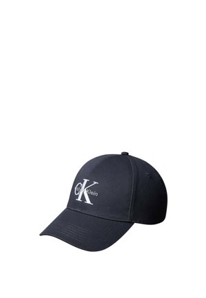 Sort Calvin Klein baseballcap med buet skygge og hvidt "CK Calvin Klein" logo broderet på frontpanelet.
