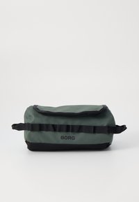 Green waterproof bag with a rectangular shape, zipper closure, black accents, and side webbing, featuring "BORG" logo on the front.