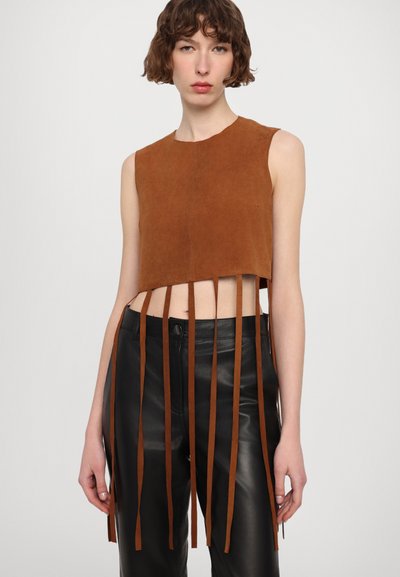 STUDIO ID BELLA FRINGE CROP - Débardeur - tobacco